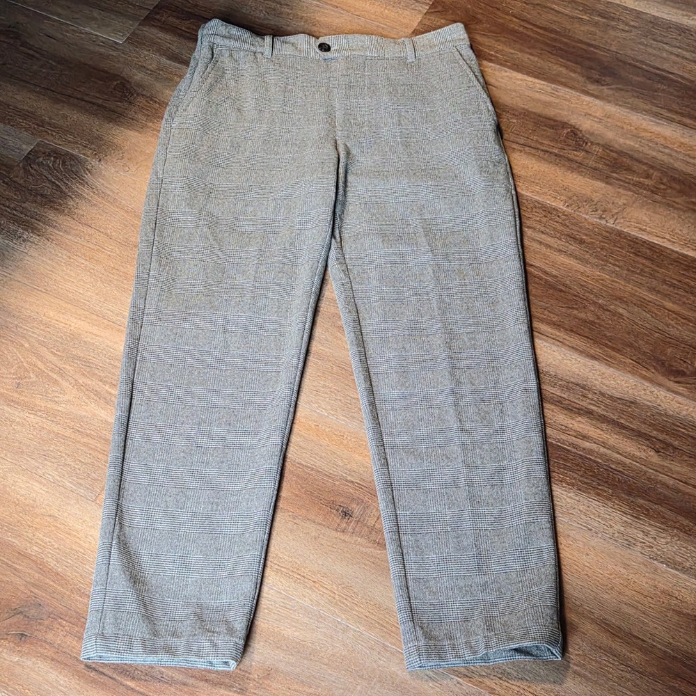 Houston White Grey Glen Plaid Straight Leg Trousers Pants Small NWT Minimalist